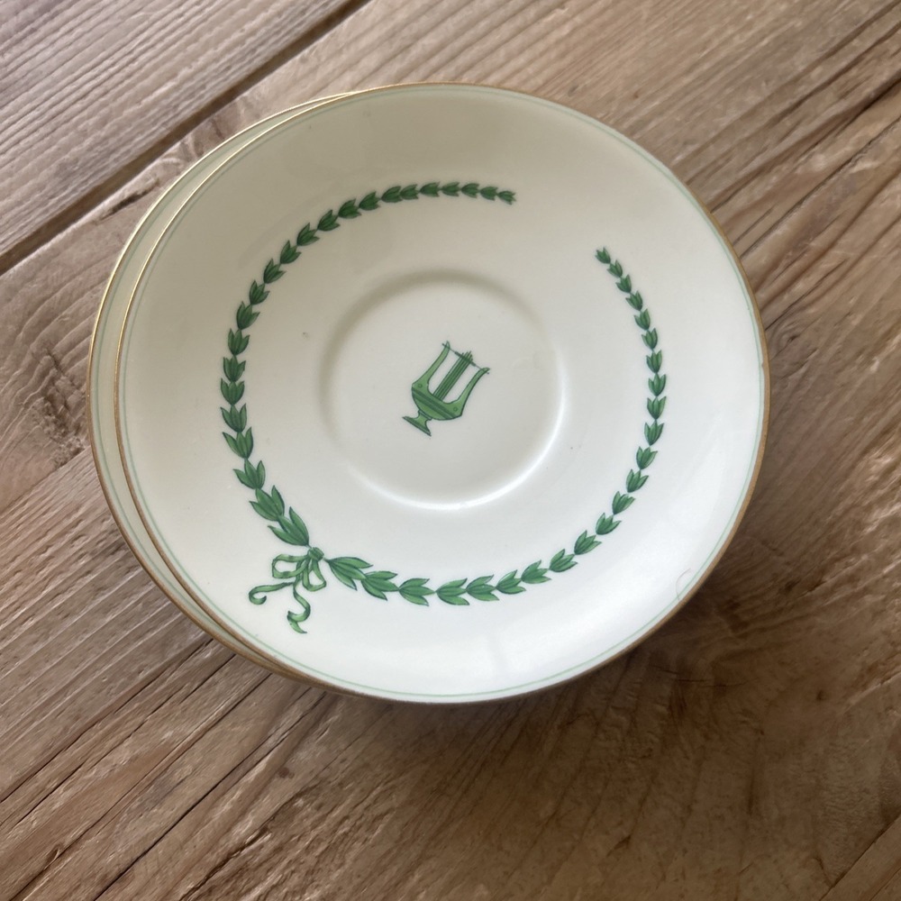 Lot Of 4 Plates Minton Lyre Green England 5 1/2"